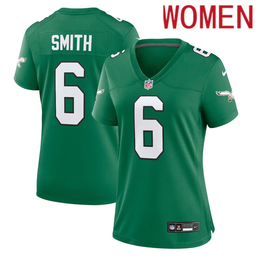 Women Philadelphia Eagles #6 DeVonta Smith Nike Kelly Green Alternate Player Game NFL Jersey->women nfl jersey->Women Jersey